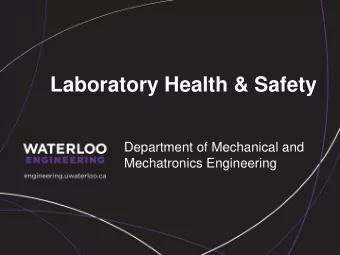 Laboratory Health &amp; Safety  Department of Mechanical and  Mechatronics Engineering Laboratory