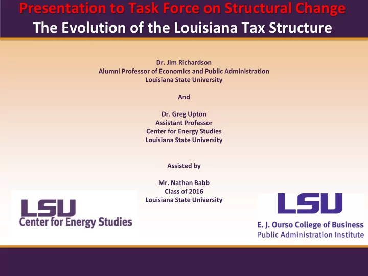 presentation to task force on structural change