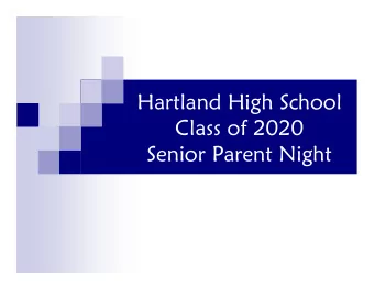 Hartland High School  Class of 2020  Senior Parent Night  Administrators  Mr. Jason Reck