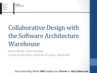 Collaborative  Design  with    the  Software  Architecture    Warehouse