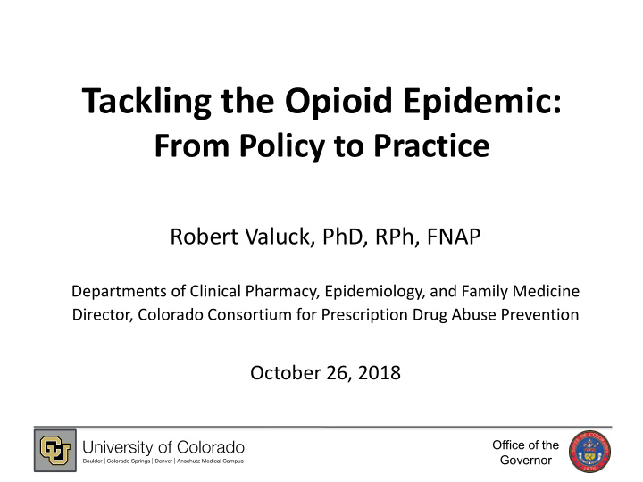 tackling the opioid epidemic