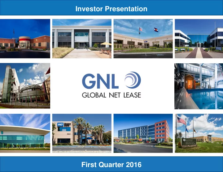 investor presentation first quarter 2016 investment