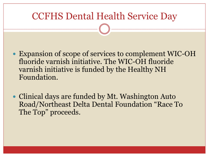 ccfhs dental health service day