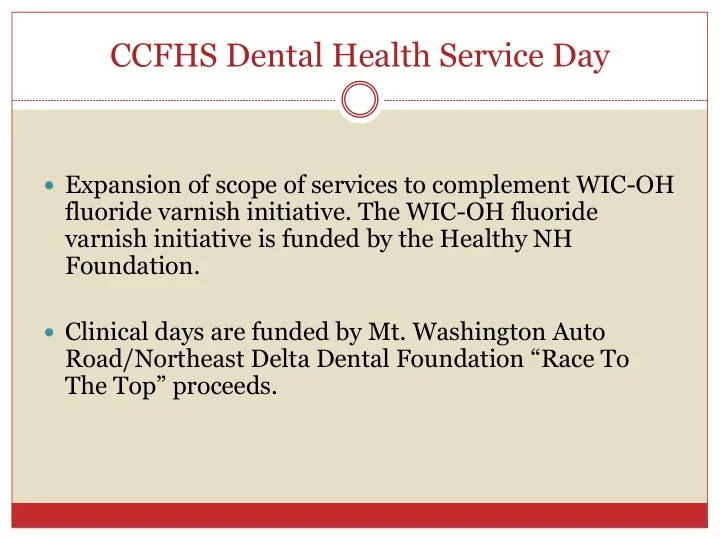 ccfhs dental health service day