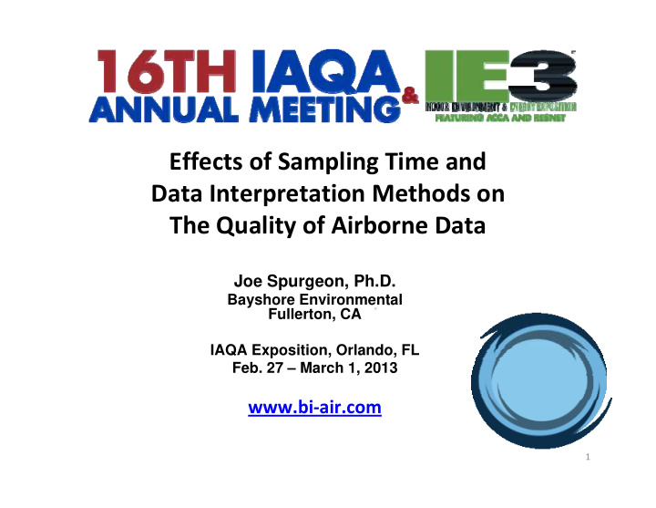 effects of sampling time and data interpretation methods