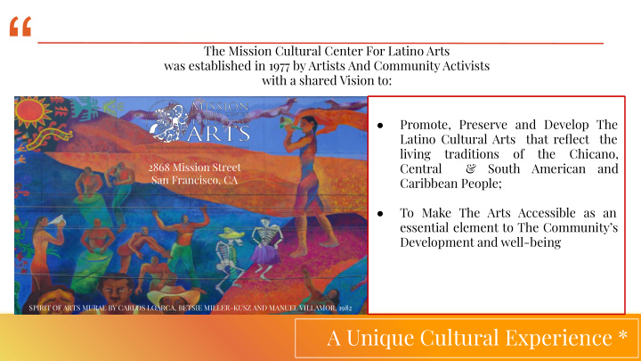 the mission cultural center for latino arts was