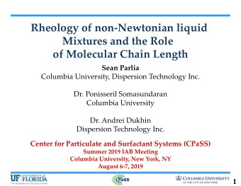 of Molecular Chain Length  Sean Parlia  Columbia University, Dispersion Technology Inc.  Dr.