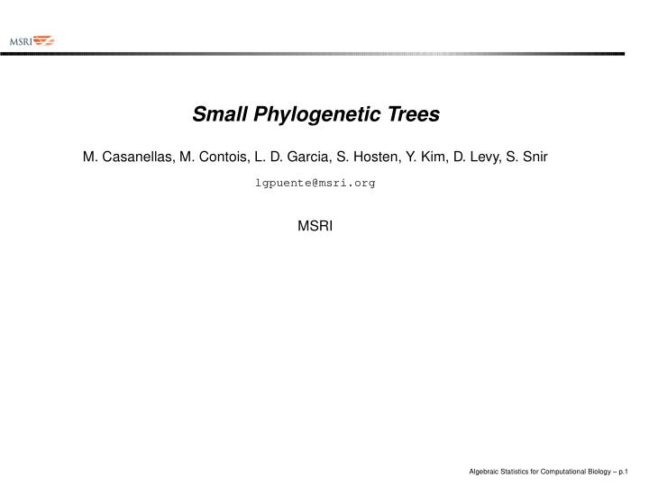 small phylogenetic trees