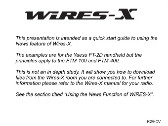 This presentation is intended as a quick start guide to using the  News feature of Wires-X.  The