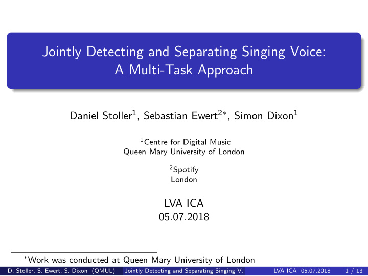 jointly detecting and separating singing voice a multi