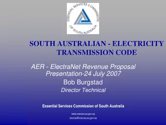 SOUTH AUSTRALIAN - ELECTRICITY  SOUTH AUSTRALIAN - ELECTRICITY  TRANSMISSION CODE  TRANSMISSION