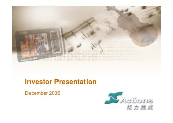 Investor Presentation  December 2009  Safe Harbor Statement  Statements contained in this