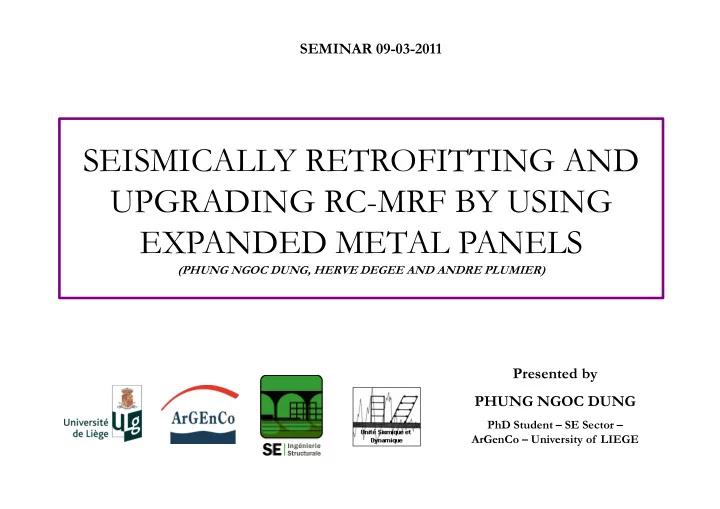 seismically retrofitting and upgrading rc mrf by using