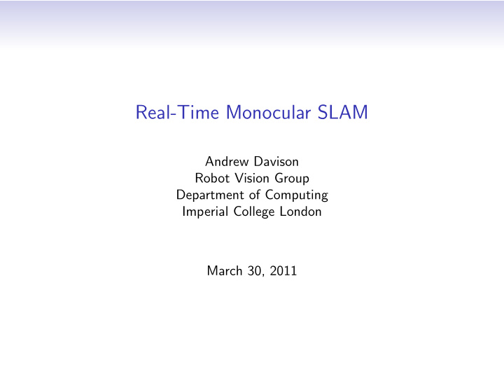 real time monocular slam