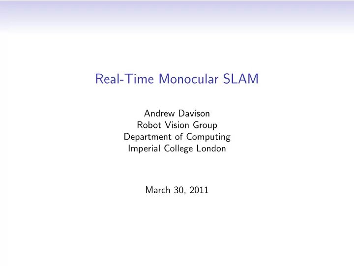 real time monocular slam