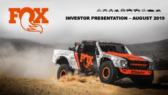 IN  INVEST  VESTOR  R PRESENT  PRESENTATIO TION  AUG  UGUST 20  UST 2019  19  SAF  SAFE  E HAR