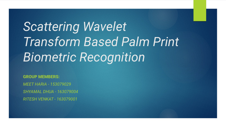 scattering wavelet transform based palm print biometric