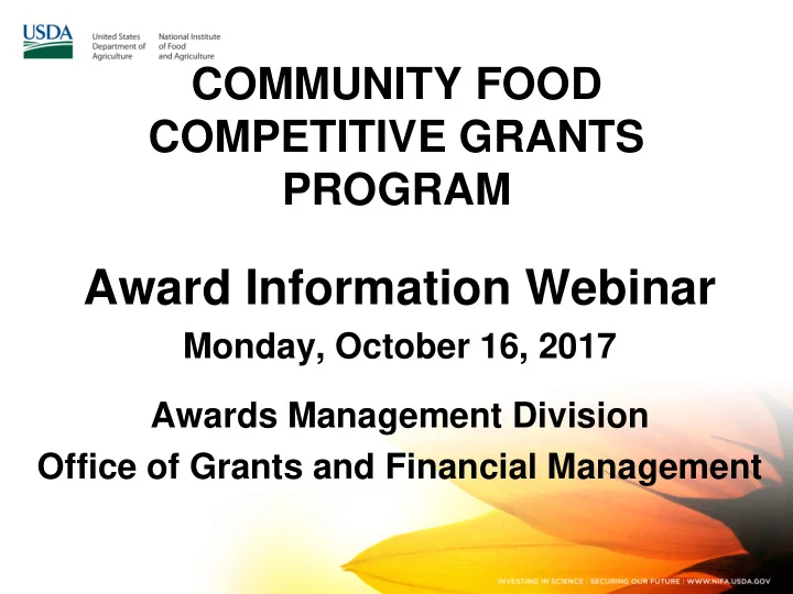 award information webinar
