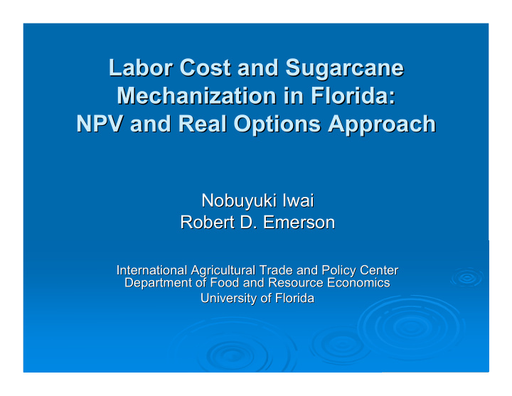 labor cost and sugarcane labor cost and sugarcane
