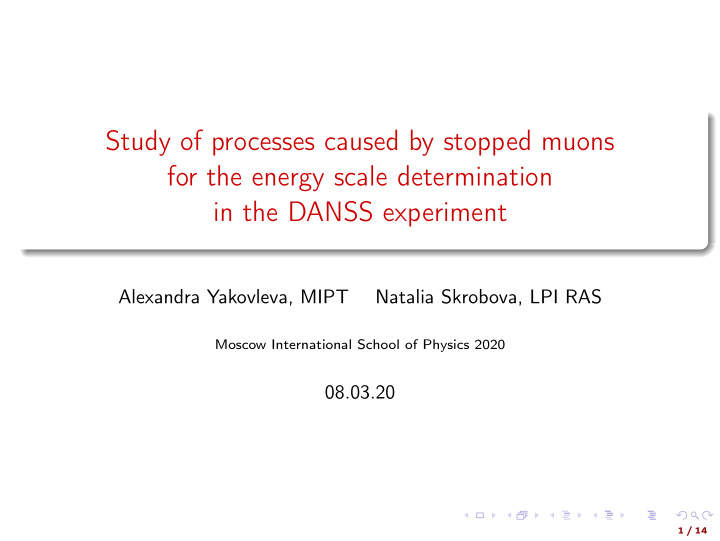 study of processes caused by stopped muons for the energy