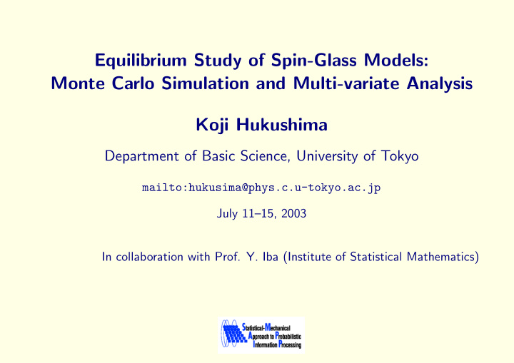 equilibrium study of spin glass models monte carlo