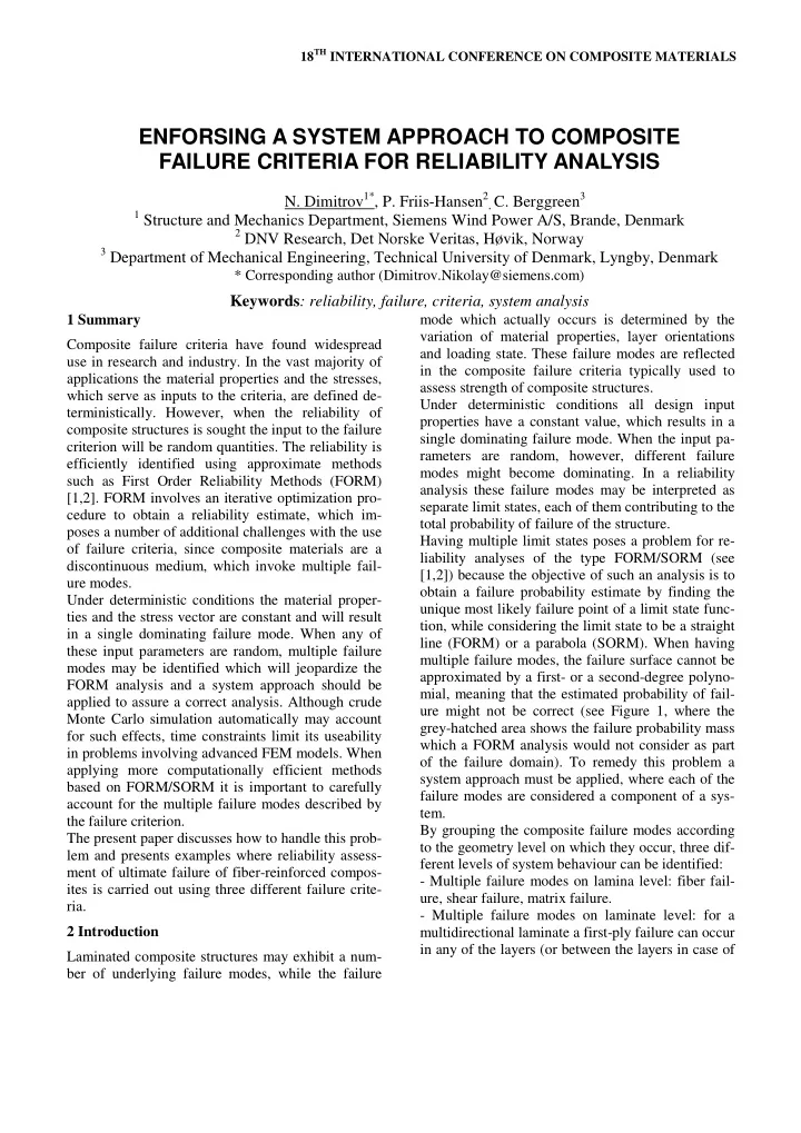 enforsing a system approach to composite failure criteria