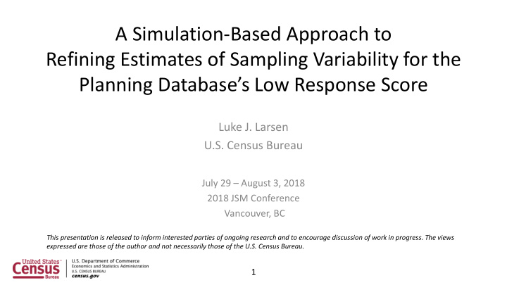 refining estimates of sampling variability for the