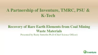 A Partnership of Inventure, TMRC, PSU &amp;  K-Tech  Recovery of Rare Earth Elements from Coal