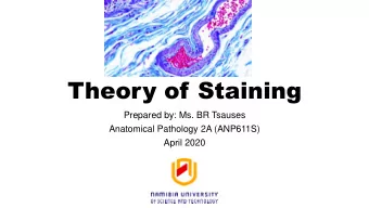 Theory of Staining  Prepared by: Ms. BR Tsauses  Anatomical Pathology 2A (ANP611S)  April 2020