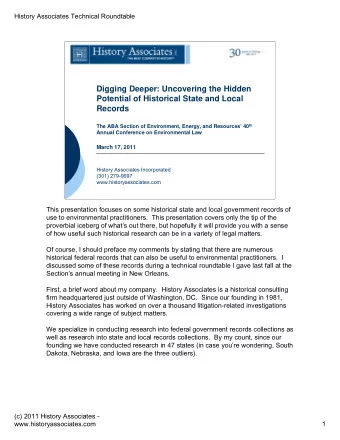 Digging Deeper: Uncovering the Hidden  Potential of Historical State and Local  Records The ABA