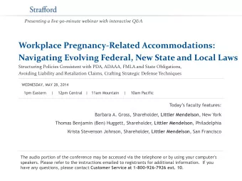 Workplace Pregnancy-Related Accommodations:  Navigating Evolving Federal, New State and Local Laws