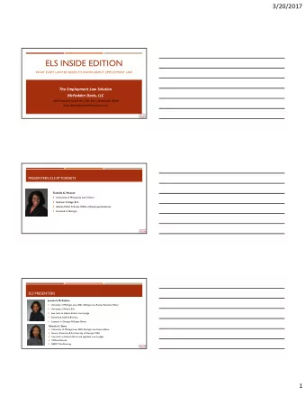 ELS INSIDE EDITION  WHAT EVERY LAWYER NEEDS TO KNOW ABOUT EMPLOYMENT LAW  The Employment Law