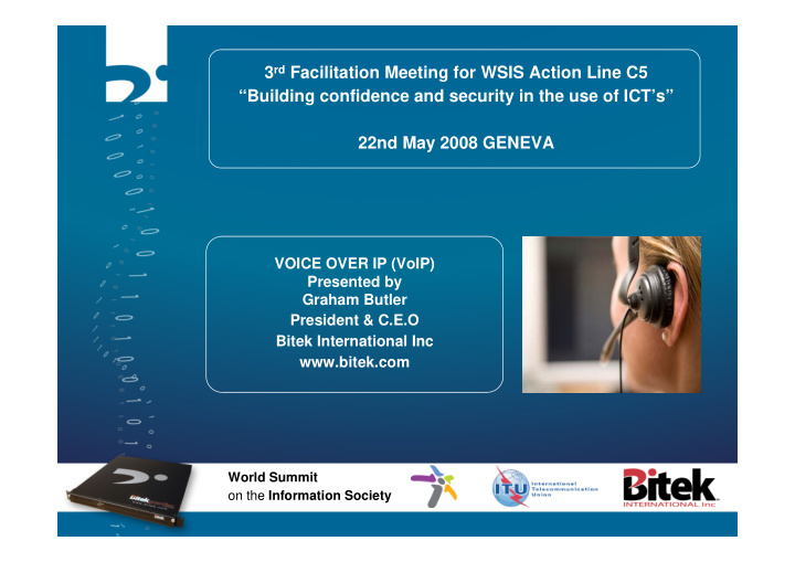 3 rd facilitation meeting for wsis action line c5