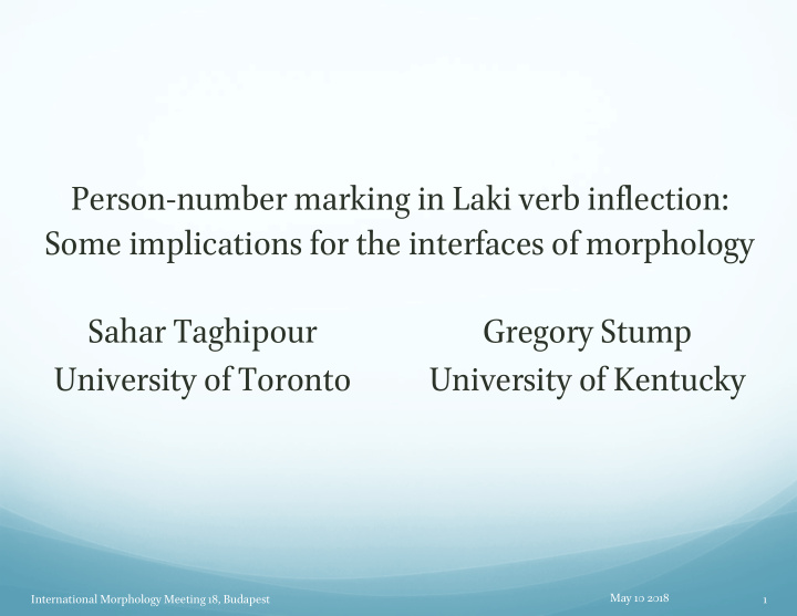 person number marking in laki verb inflection some