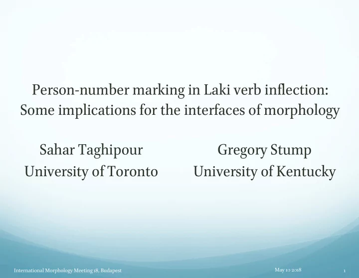 person number marking in laki verb inflection some