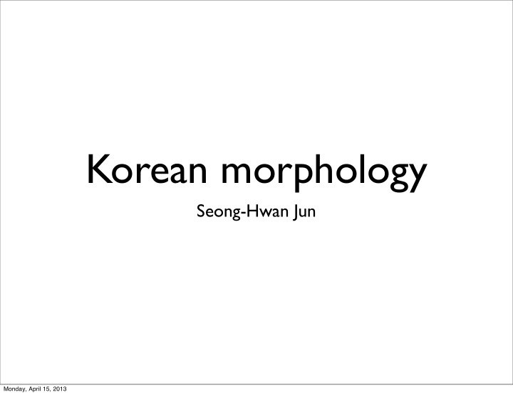 korean morphology