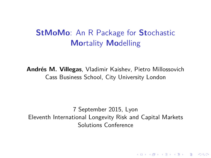 stmomo an r package for st ochastic mo rtality mo delling