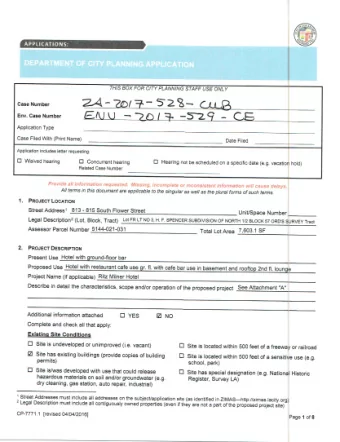 M ILNER H OTEL 813  815 S. F LOWER S T . C ONDITIONAL U SE A TTACHMENT A  Requested Action