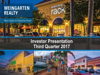 Investor Presentation  Third Quarter 2017  Forward Looking Statements  Statements included herein
