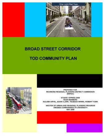 Broad Street Corridor  TOD Community Plan  Prepared For  Richmond Regional Planning District
