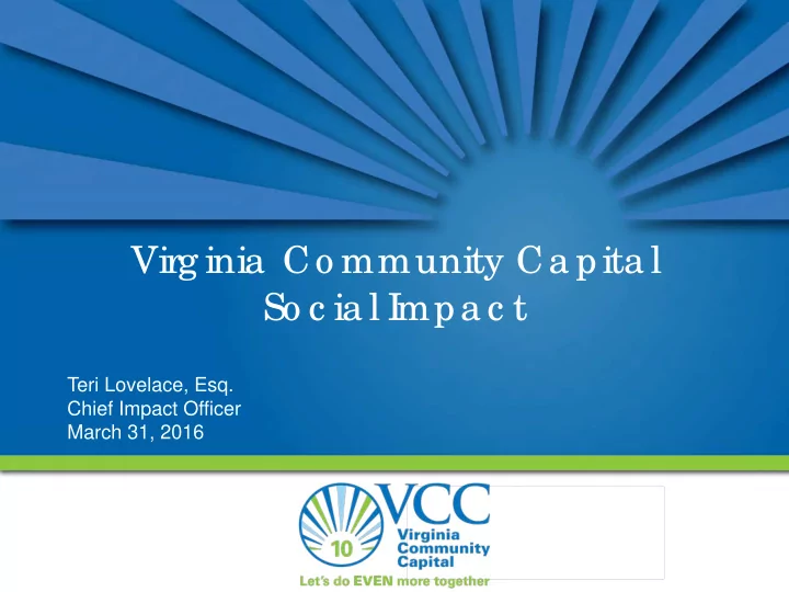 virg inia co mmunity ca pita l so c ia l i mpa c t
