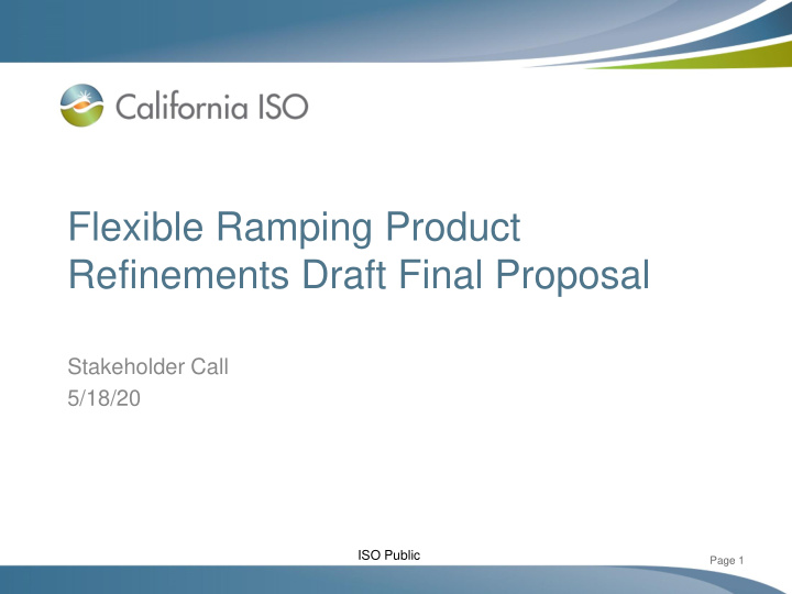flexible ramping product refinements draft final proposal