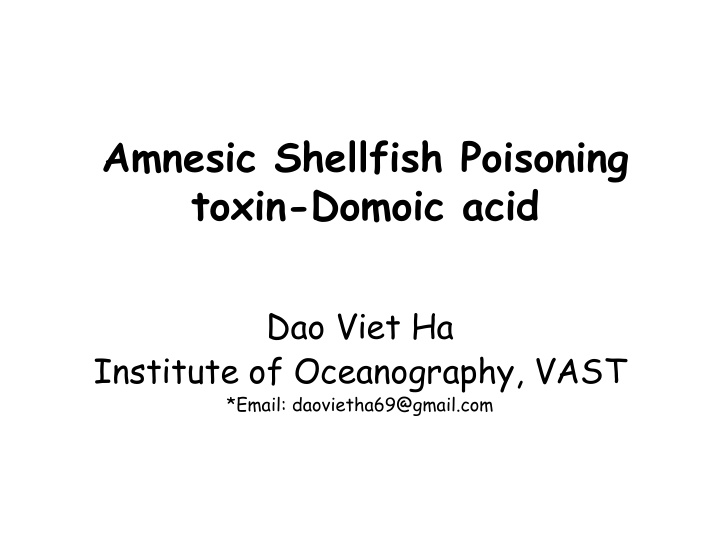 amnesic shellfish poisoning toxin domoic acid