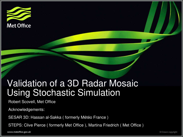 validation of a 3d radar mosaic using stochastic