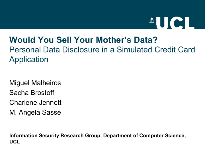 would you sell your mother s data