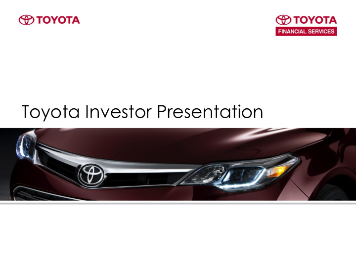 toyota investor presentation disclaimer