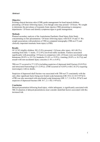 Abstract  Objective  Existing clinical decision rules (CDR) guide management for head injured