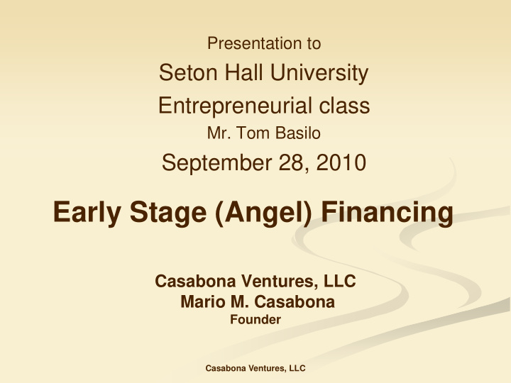 early stage angel financing