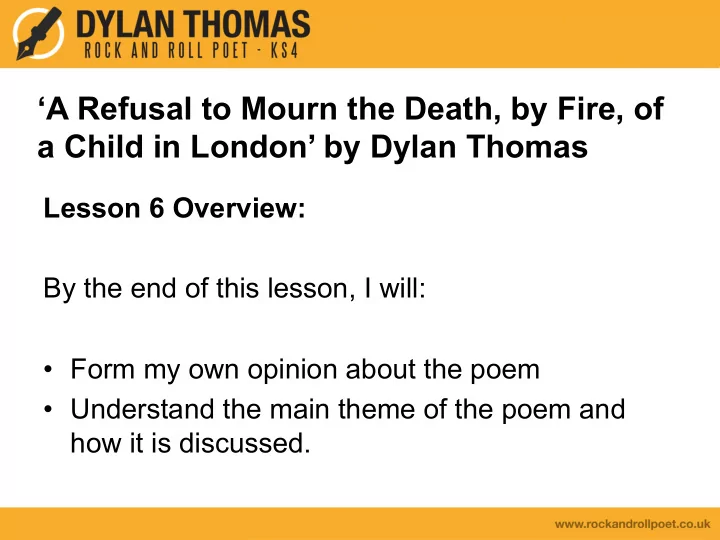 a refusal to mourn the death by fire of a child in london