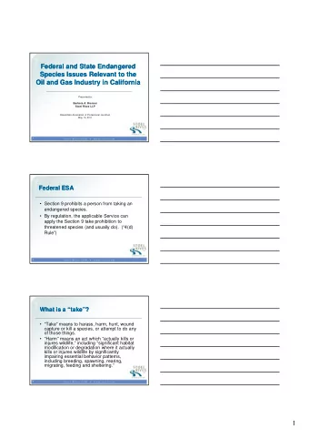 1  Agency Roles  Agency Roles   U.S. Fish &amp; Wildlife Service    terrestrial and